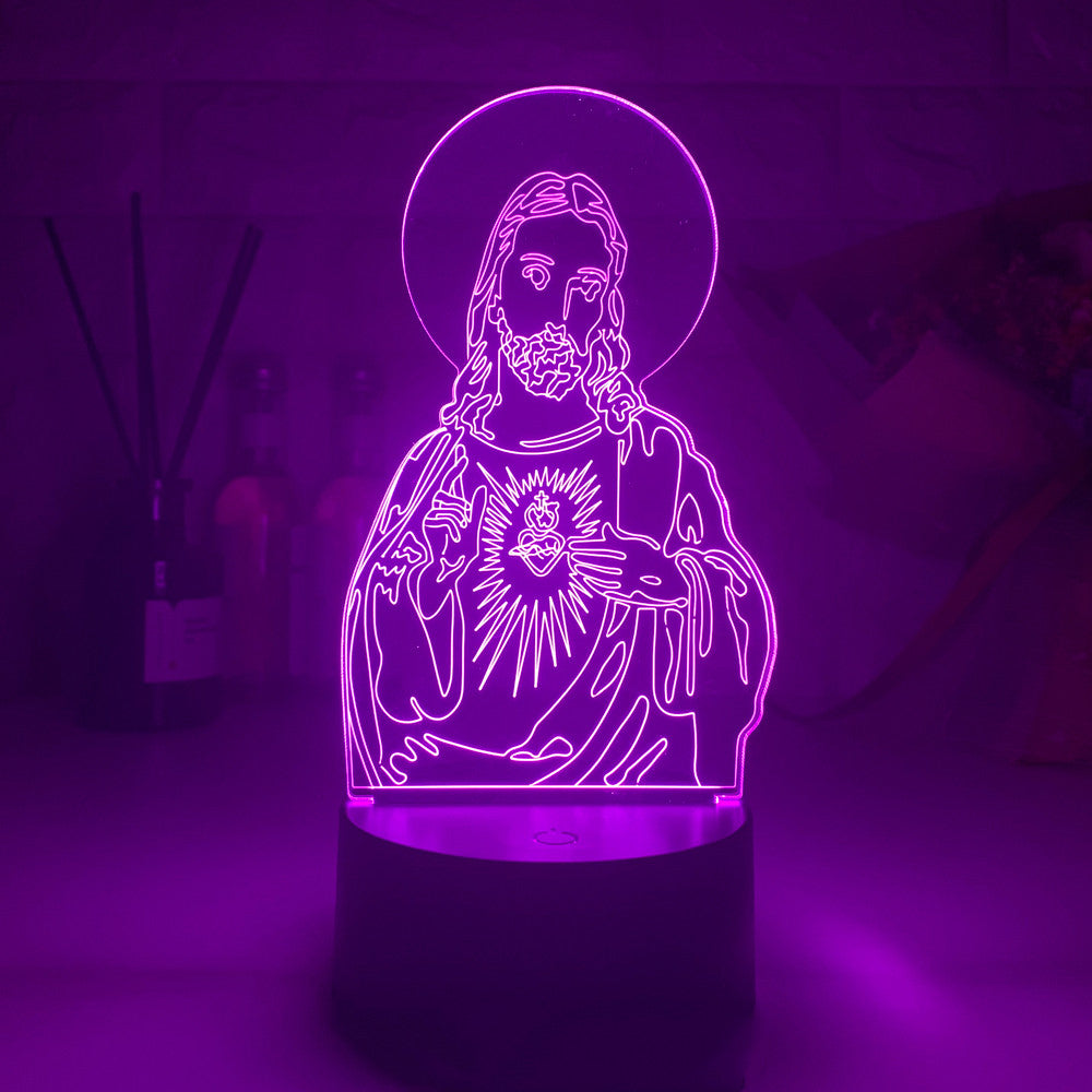 Western Jesus 3DLED Touch Colorful Night Light