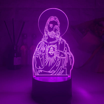 Western Jesus 3DLED Touch Colorful Night Light