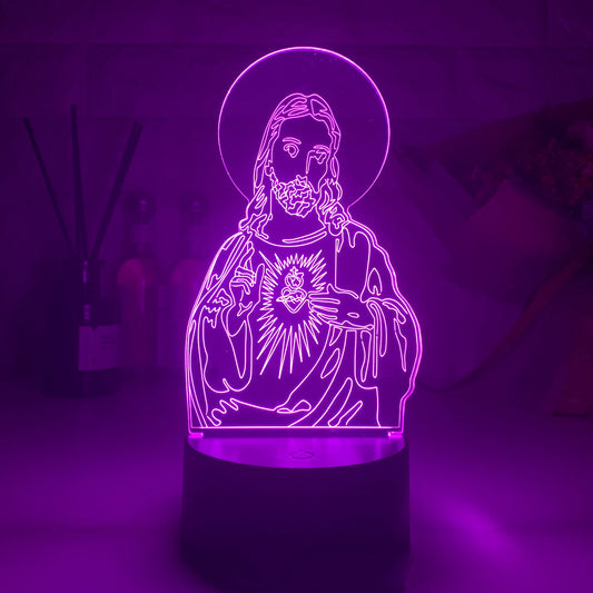 Western Jesus 3DLED Touch Colorful Night Light
